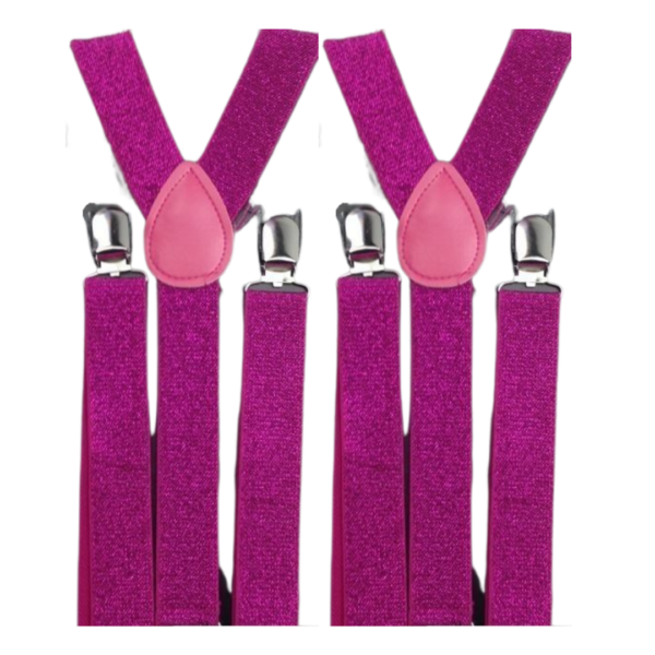 Fanno-Adjustable Men's Suspenders Braces Clip On Elastic Formal Wedding Slim Hot Pink