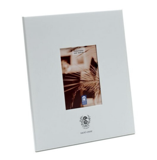 Fanno-White Enamel Photo Frame for 10x15cm Pictures with Velvet Backing and Stand