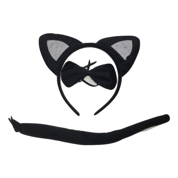 Fanno-3pcs Animal Costume Set for Dress Up Party Halloween Bow Tie Tail Ears Black Cat