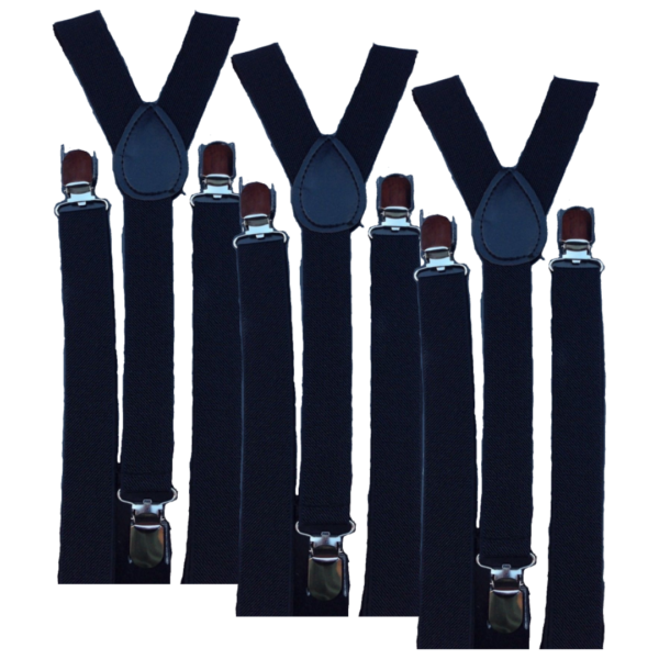 Fanno-Adjustable Men's Suspenders Braces Clip On Elastic Formal Wedding Slim Fit Black