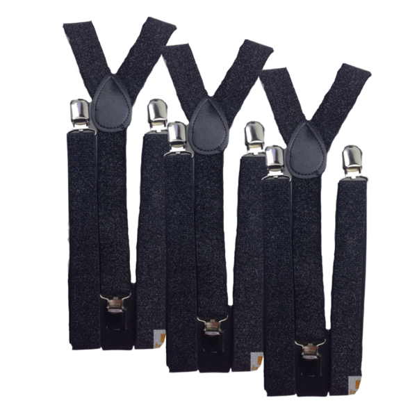 Fanno-Adjustable Men's Suspenders Braces Clip On Elastic Formal Wedding Slim Fit Black