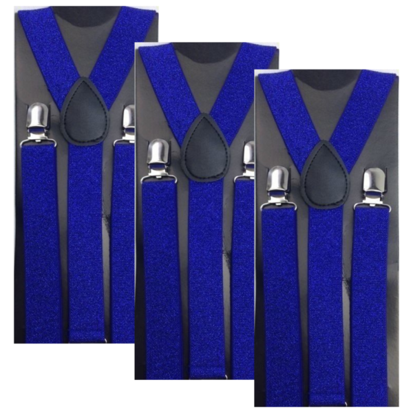 Fanno-Adjustable Men's Suspenders Braces Clip On Elastic Formal Wedding Slim Fit Blue