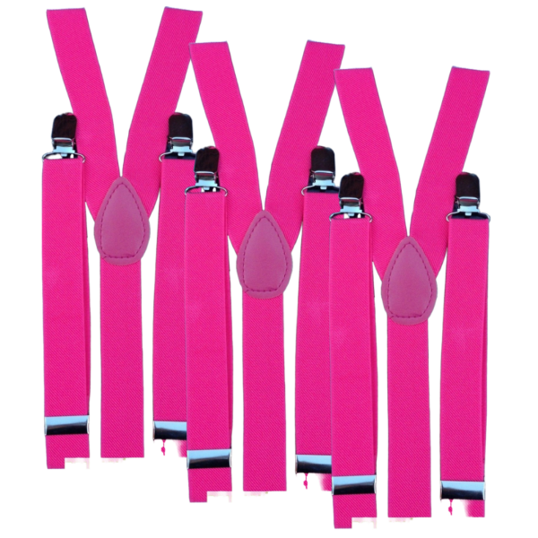 Fanno-Adjustable Men's Suspenders Braces Clip On Elastic Formal Wedding Slim Fit Pink