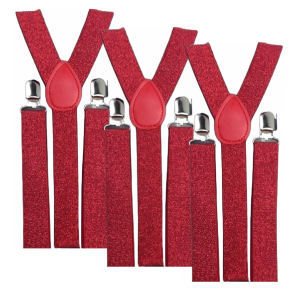 Fanno-Adjustable Men's Suspenders Braces Clip On Elastic Formal Wedding Slim Fit Red