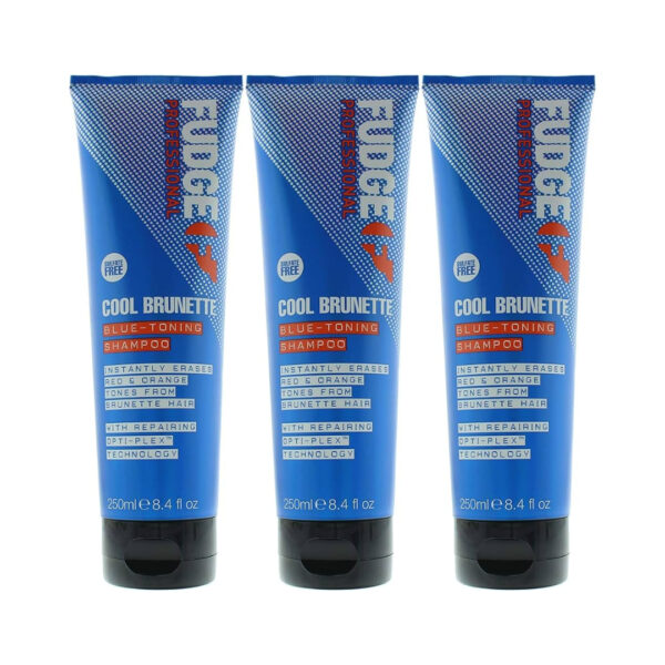 Fanno-3x Fudge 250ml Blue Toning Shampoo - Erases Red & Orange from Cool Brunette Hair