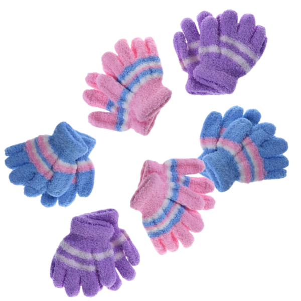 Fanno-Warm Winter Full Finger Baby Gloves for Kids in Assorted Colours 6 Pairs