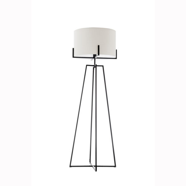 Fanno-Dimmable Floor Lamp with White Linen Shade Modern Design Matte Black Home Lighting