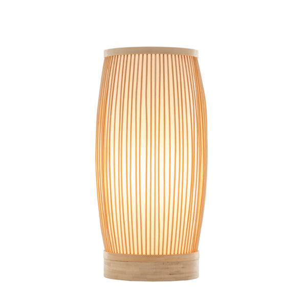 Fanno-Natural Woven Bamboo Cylinder Table Lamp Boho Tropical Coastal Home Decor Lighting