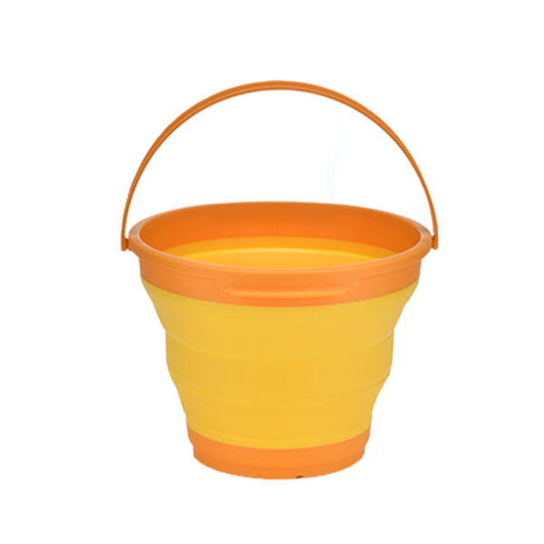 Fanno-Collapsible 7 Litre Silicone Bucket for Home Camping Gardening Cleaning Orange