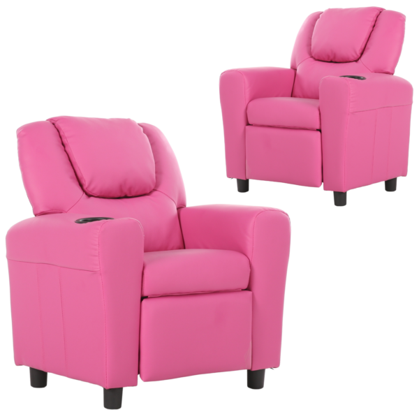 Fanno-Set of 2 Kids Recliner Chairs Pink Lounge Couch Armchair for Children Comfort