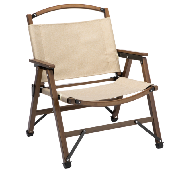 Fanno-Foldable Bamboo Camping Chair Portable Outdoor Picnic Travel Chair in Khaki Beige