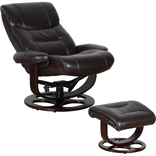 Fanno-Faux Leather Reclining Lounge Arm Chair with Ottoman Comfortable Stylish Design