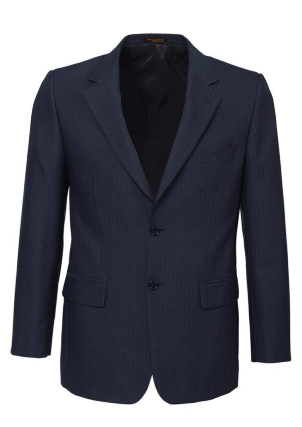 Fanno-Men's Single Breasted 2 Button Suit Jacket Cool Stretch Pinstripe Navy Work Business