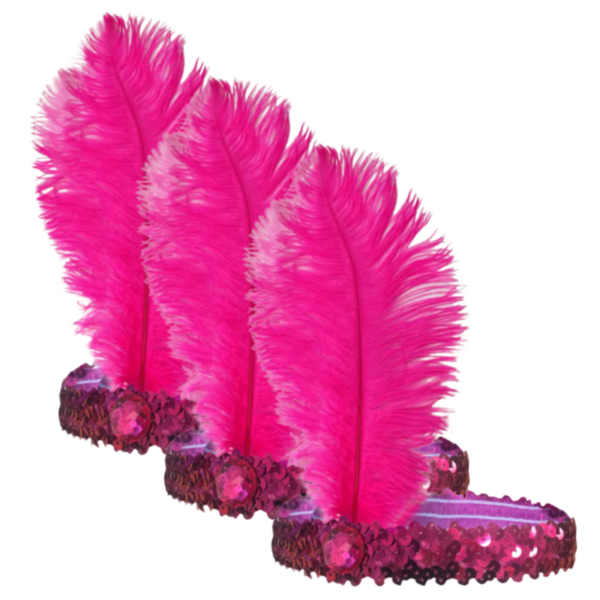 Fanno-1920s Flapper Headband Set Feather Sequin Charleston Costume Accessory Hot Pink