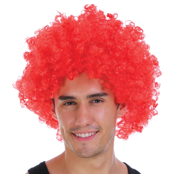 Fanno-Deluxe Afro Wig Curly Hair Costume Party Clown Disco 70s 80s Dress Up Red