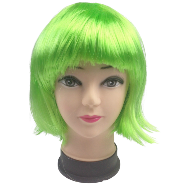 Fanno-Short Green Bob Wig Costume for Women Cosplay Party Dress Up Fun