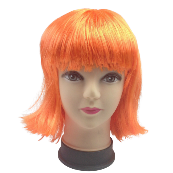 Fanno-Short Orange Bob Wig Costume for Women Cosplay Party Dress Up Fun