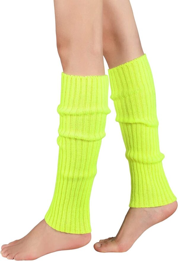 Fanno-Knitted Leg Warmers for Women 80s Dance Party Costume Neon Crochet Socks