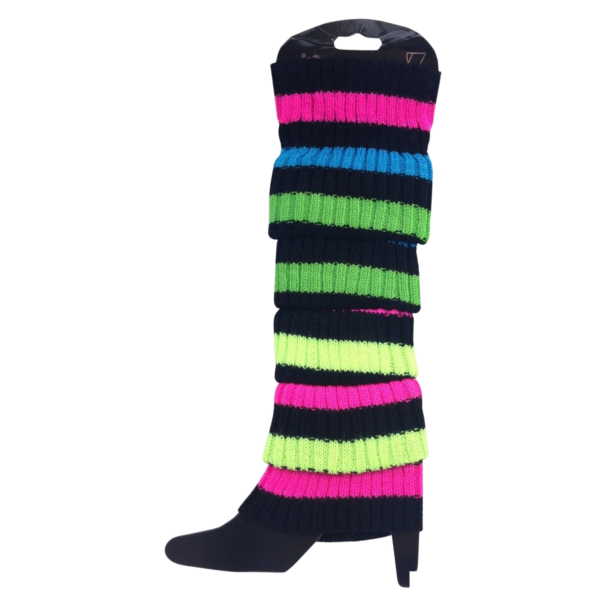 Fanno-Leg Warmers for Women Knit 80s Costume Dance Party Neon Crochet Socks Rainbow Stripes