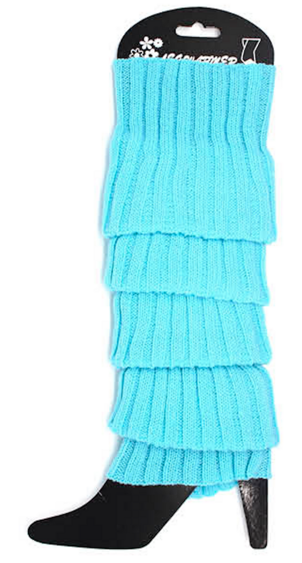 Fanno-Leg Warmers for Women Knit 80s Costume Dance Party Winter Crochet Socks Sky Blue