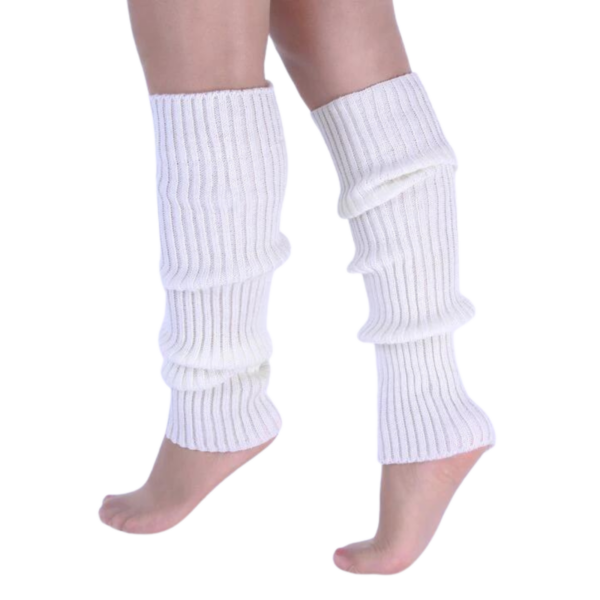 Fanno-Leg Warmers for Women Knit 80s Costume Dance Party Winter Crochet Socks White