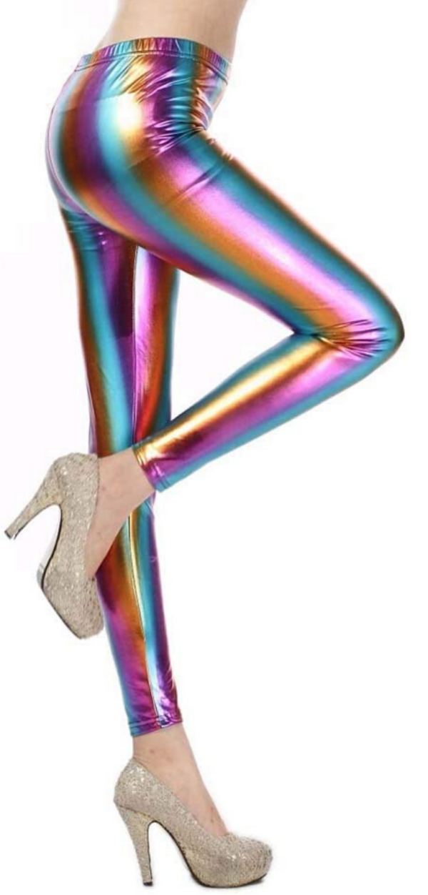 Fanno-Metallic Leggings Shiny Stretchy Tights for Dance Party Costume Dress Up