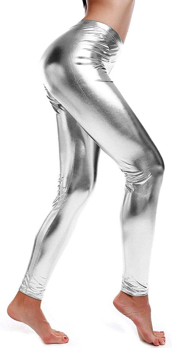 Fanno-Metallic Leggings Shiny Stretchy Neon Tights for Party Costume Dress Up Dance