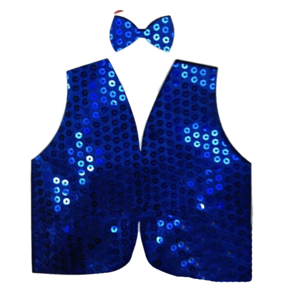 Fanno-Men's Sequin Vest Dance Costume Party Coat Disco Sparkle Accessory One Size Blue