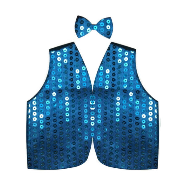 Fanno-Men's Sequin Vest Dance Costume Party Coat Sparkle Accessory One Size Sky Blue