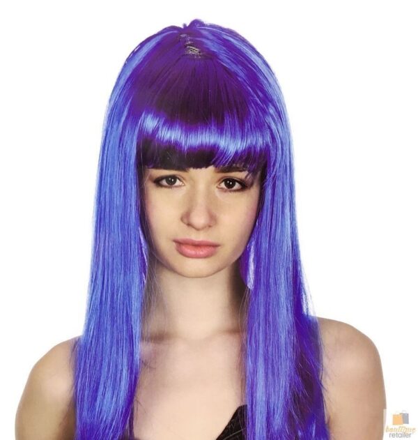 Fanno-Long Straight Wig for Party Costume Cosplay Fancy Dress 70cm Women's Blue Hair