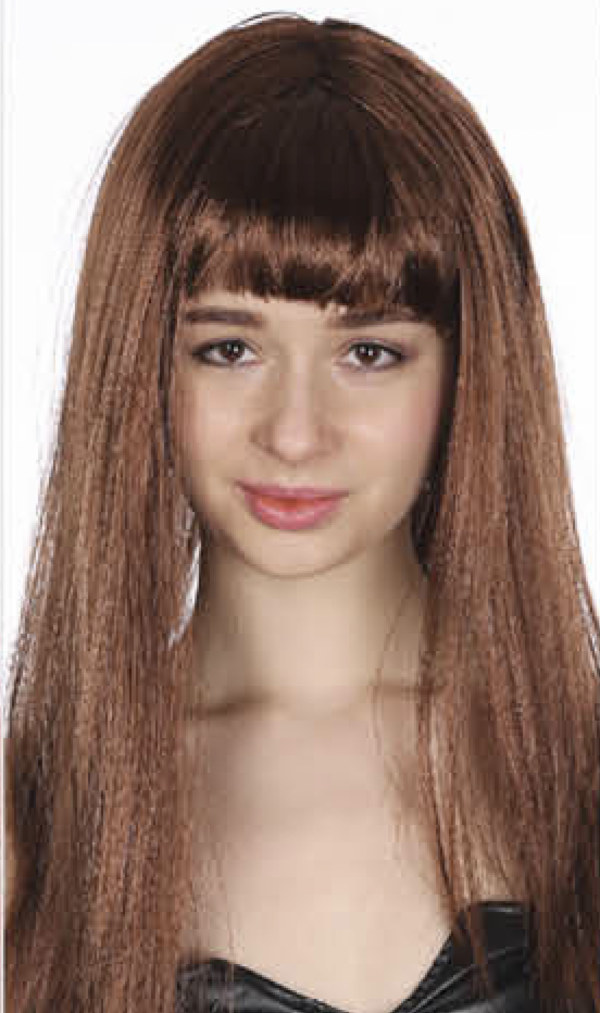 Fanno-Long Straight Wig for Party Costume Cosplay Fancy Dress 70cm Adjustable Brown Hair