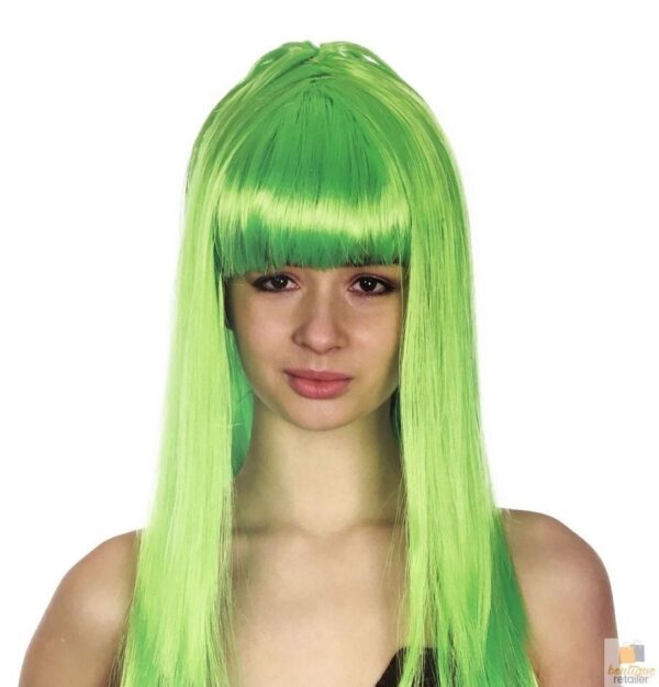 Fanno-Long Straight Wig for Party Costume Cosplay Fancy Dress 70cm Adjustable Green