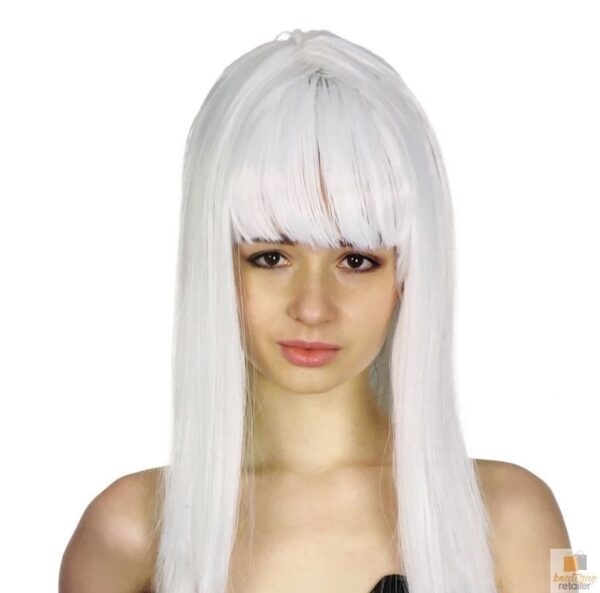 Fanno-Long Straight Wig for Party Costume Cosplay Fancy Dress 70cm Adjustable Cap White