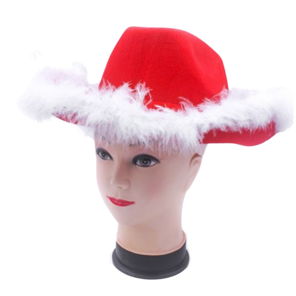 Fanno-Wide Brim Santa Christmas Hat Red Fur Fedora for Holiday Party Costume