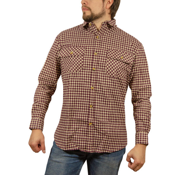 Fanno-Men's Flannelette Shirt Check 100% Cotton Long Sleeve Vintage  Winter Wear XL