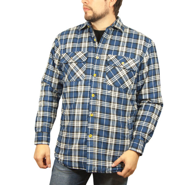 Fanno-Mens Long Sleeve Flannelette Shirt Cotton Check Soft Flannel Spanish Blue 3XL