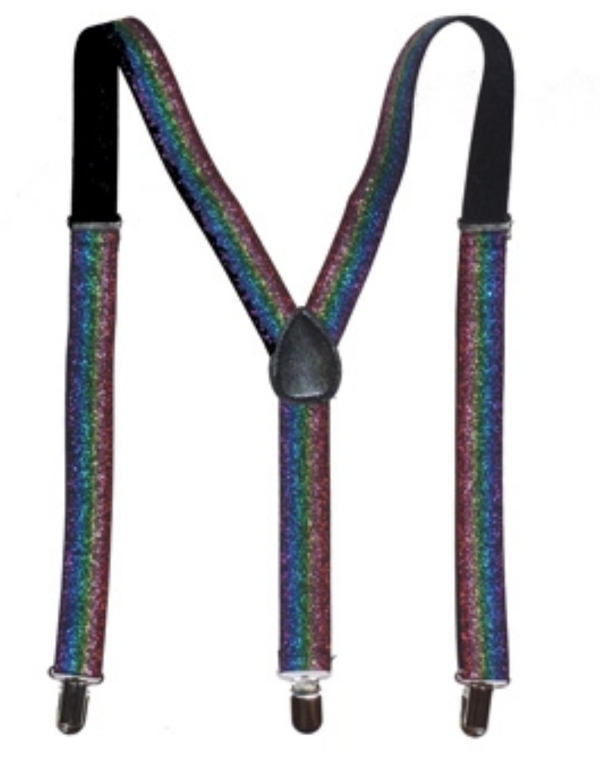 Fanno-Glitter Sparkle Suspenders Adjustable Y-Back Clip-On Braces for Men and Women