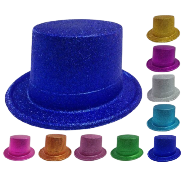 Fanno-Glitter Top Hat Fancy Dress Up Party Costume Fun Accessory for Adults New