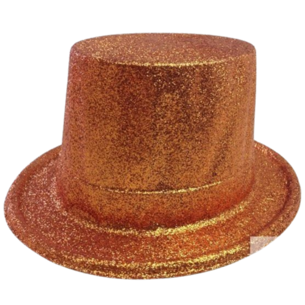 Fanno-Glitter Top Hat Fancy Party Costume Cap Fun Dress Up Sparkle for Adults Orange