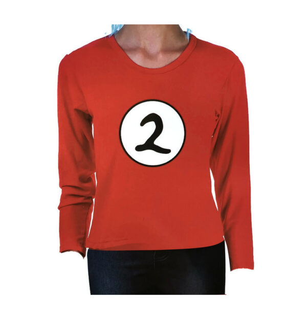 Fanno-Thing 2 Red Long Sleeve Top for Kids Cat In The Hat Costume Party Dress Up M 7-9 Years