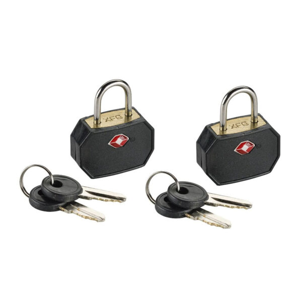 Fanno-TSA Approved Keyed Padlocks for Luggage Travel Security Pack of 2 Black Locks