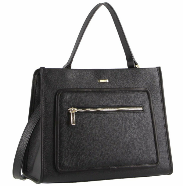 Fanno-Structured Leather Tote Handbag for Women Stylish Business and Evening Use Black