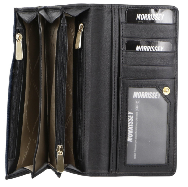 Fanno-Italian Structured Leather Flap Over Wallet with Multiple Card Slots and Zip Compartment