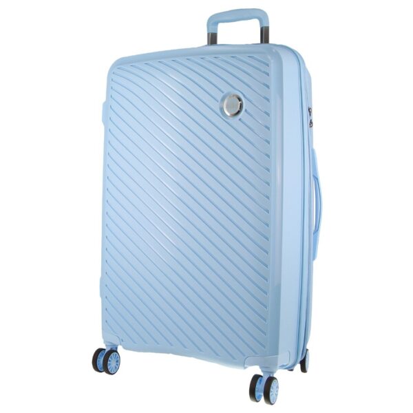 Fanno-Checked Luggage Bag 75cm Hard Shell Suitcase with Spinner Wheels and Lock Blue