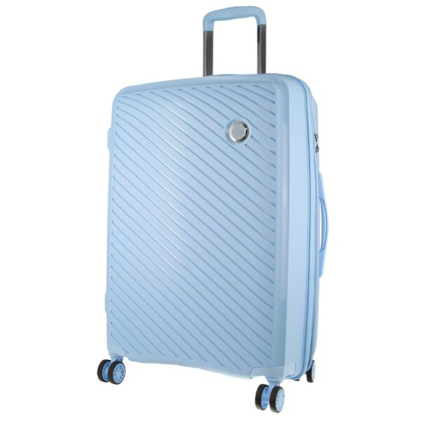 Fanno-Checked Luggage Bag 65cm Expandable TSA Lock 82.5L Blue Travel Suitcase