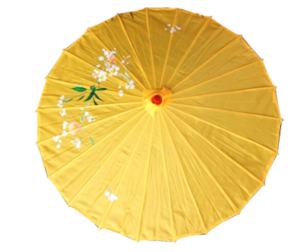 Fanno-Parasol Umbrella Chinese Japanese Bamboo Flower Pattern 80cm Diameter Yellow