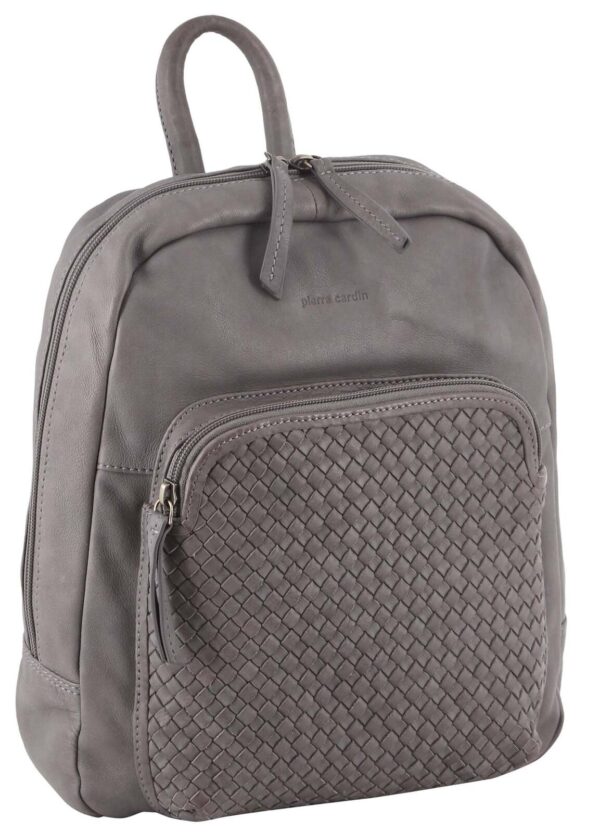 Fanno-Stylish Woven Leather Backpack with Multiple Pockets for Travel and Office Use