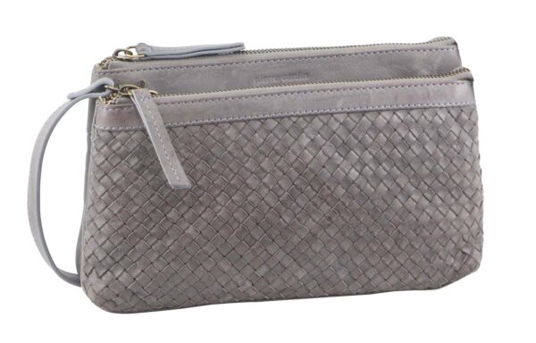 Fanno-Woven Ladies Crossbody Clutch Bag with Zip Closure Adjustable Strap Sky Blue