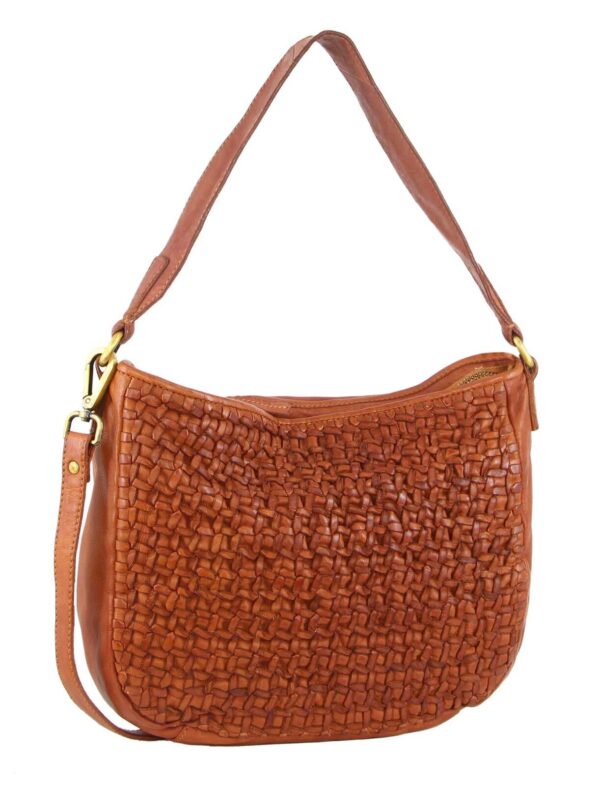 Fanno-Woven Leather Crossbody Messenger Bag with Adjustable Strap for Travel and Essentials