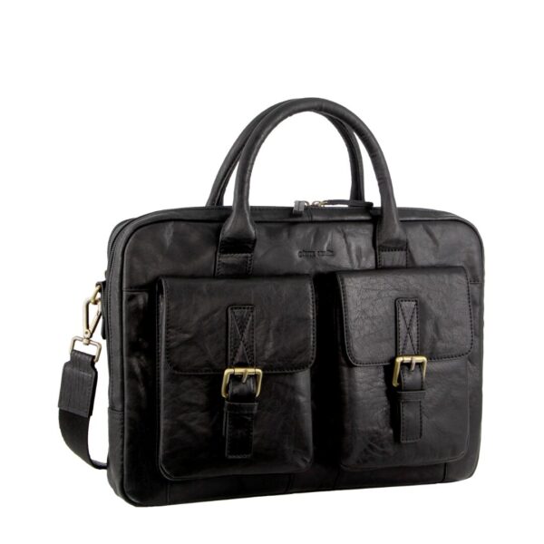 Fanno-Leather Multi-Compartment Business Laptop Bag for Professionals with Adjustable Strap